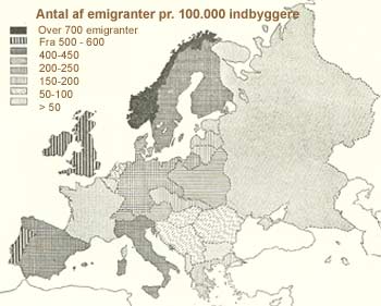 Kort over antal af udvandere.